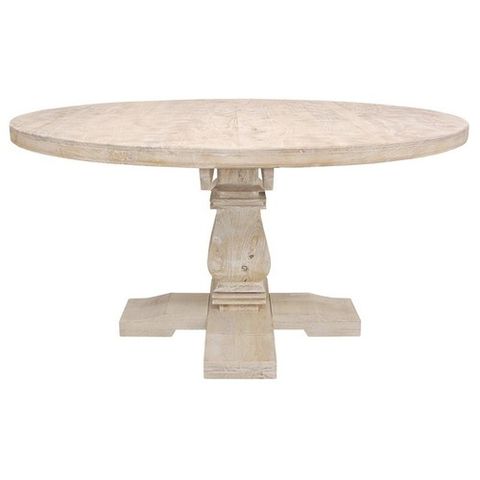Benedict 58" Round Dining Table In Solid Mango Wood With Distressed ... throughout Styling Tips for Your Benedict 58" Round Dining Table